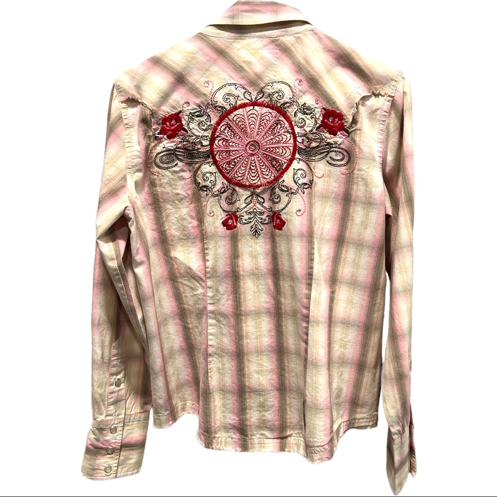 Country Royalty Snap front embroidered with rhinestones cotton shirt Medium - Picture 2 of 9